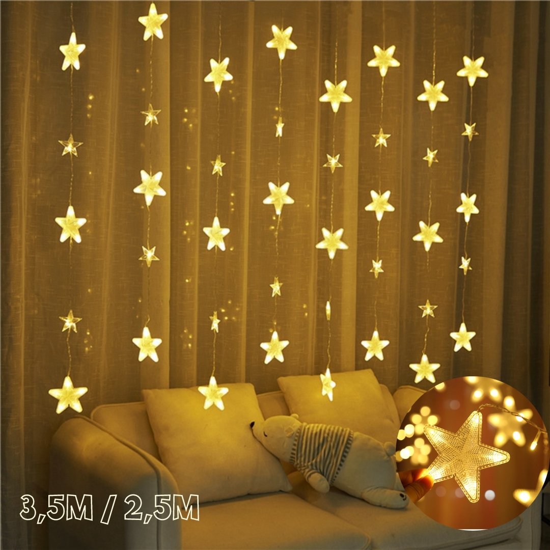 xr:d:DAFibxpcRkA:66,j:4876857951,t:23051710 Guirlande lumineuse rideau Stars LED Imperméable 2.5/3.5M 220V - الصورة 1
