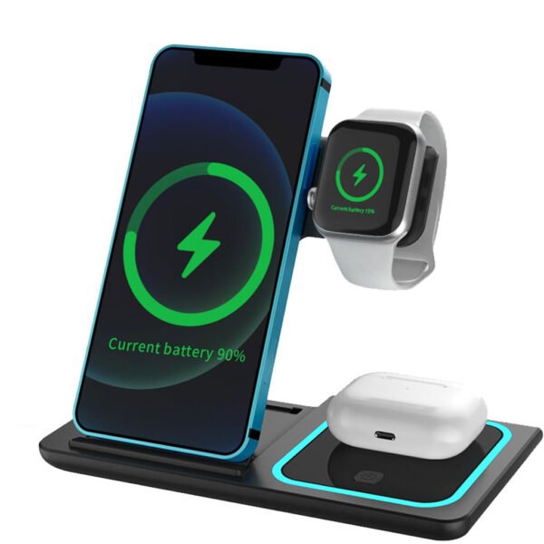 3in1-Charging-cnc-600x600-1.jpg Station de charge sans fil 3 en 1 pour smartphones et appareils électroniques – شاحن لاسلكي للهاتف و الأجهزة الإلكترونية - الصورة 1