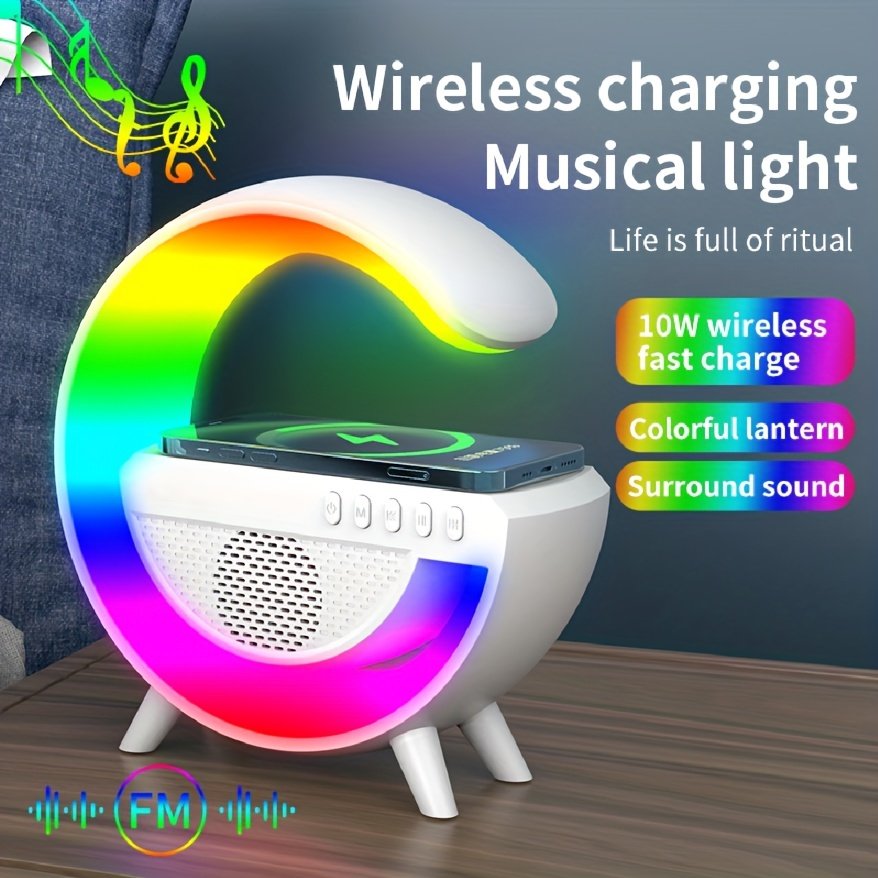 51ed7df2fb596540caa0451cbe721243.jpg Lampe De Chevet RGB intelligente type Big G Wireless Charger / Speaker Bluetooth 5.2 HM-3201 | YN-2209 - الصورة 1