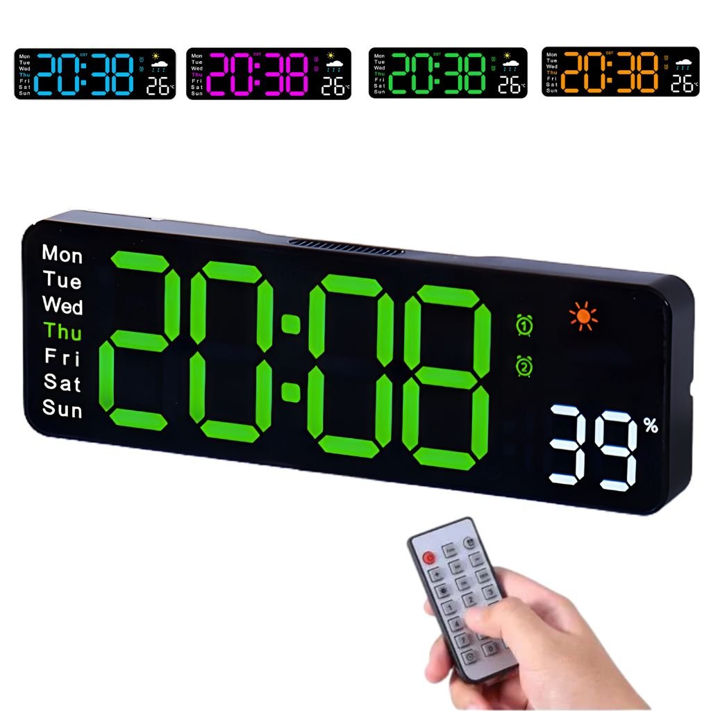 6656-1-1.jpg Horloge Numérique Murale avec Affichage de la Température 6656 – ساعة رقمية للحائط و المكتب - الصورة 1