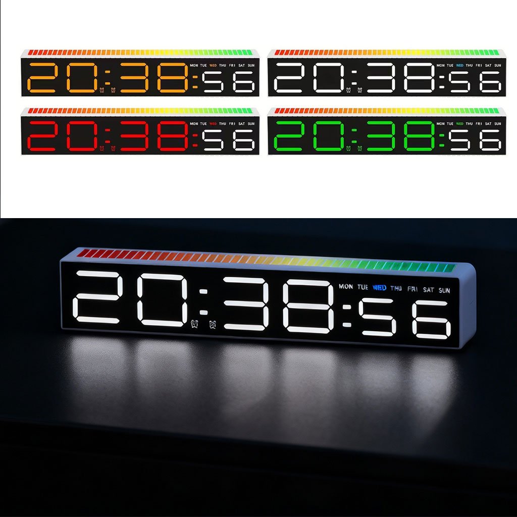 Alarme-5517-cnc.jpg Horloge numérique LED générique avec capteur de rythme musicale – ساعة رقمية لتزيين المكتب - الصورة 1