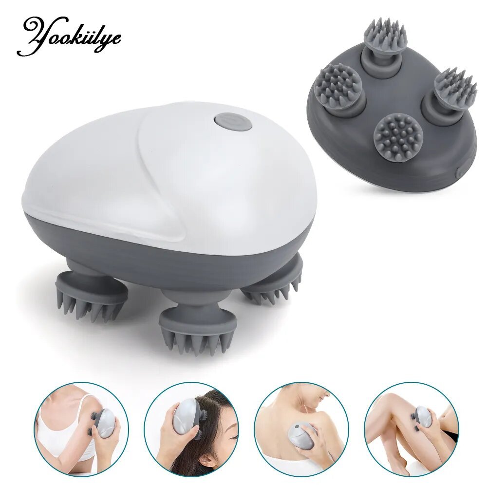 Electric-Head-Massager-Body-Massager-Health-Care-Relax-Shoulder-Neck-Deep-Tissue-Head-Scalp-Massage-Kneading.jpg_-1.jpg Masseur électrique sans fil en Silicone 4 nœuds de massage - الصورة 1