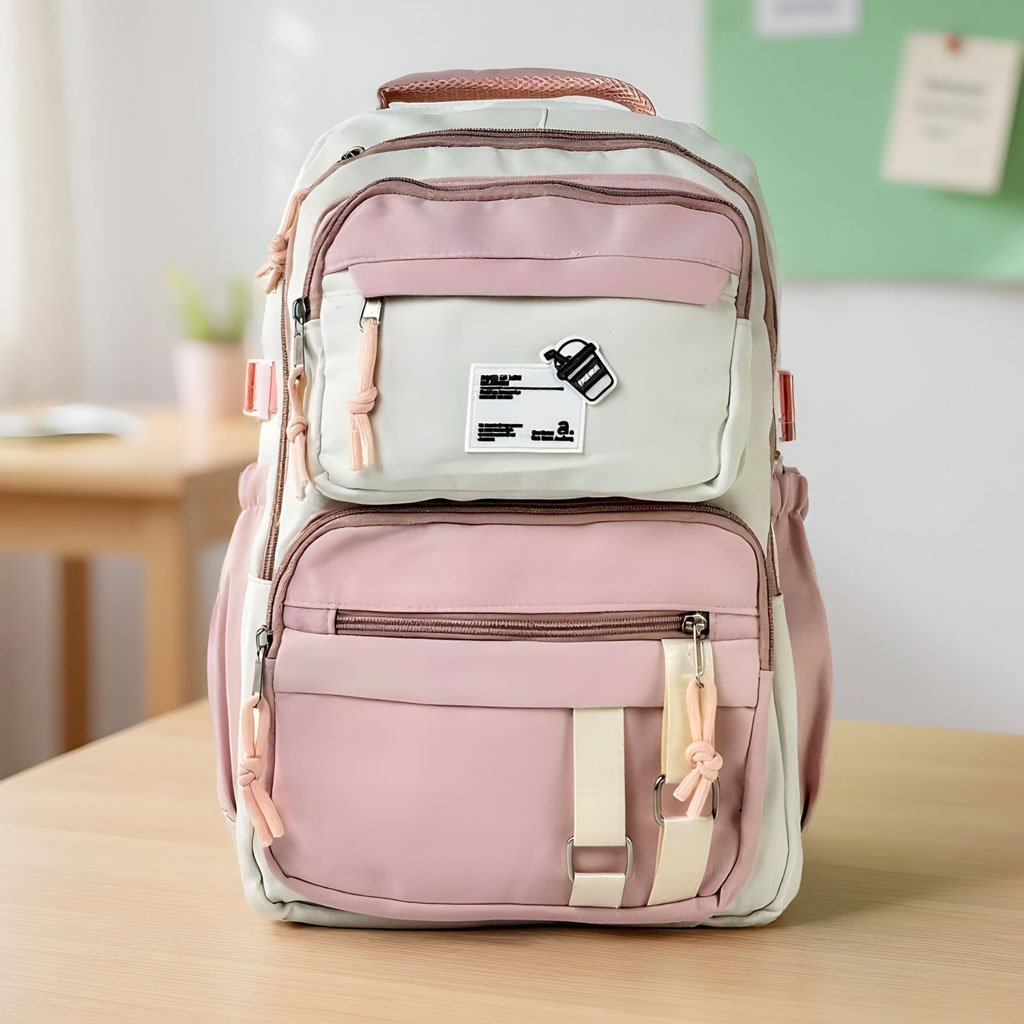 Fashion-Cup-rose-cnc-1.jpg Sacs à dos d’école Style Décontracté Milkshake Rose – حقيبة ظهر مدرسية وردي - الصورة 1