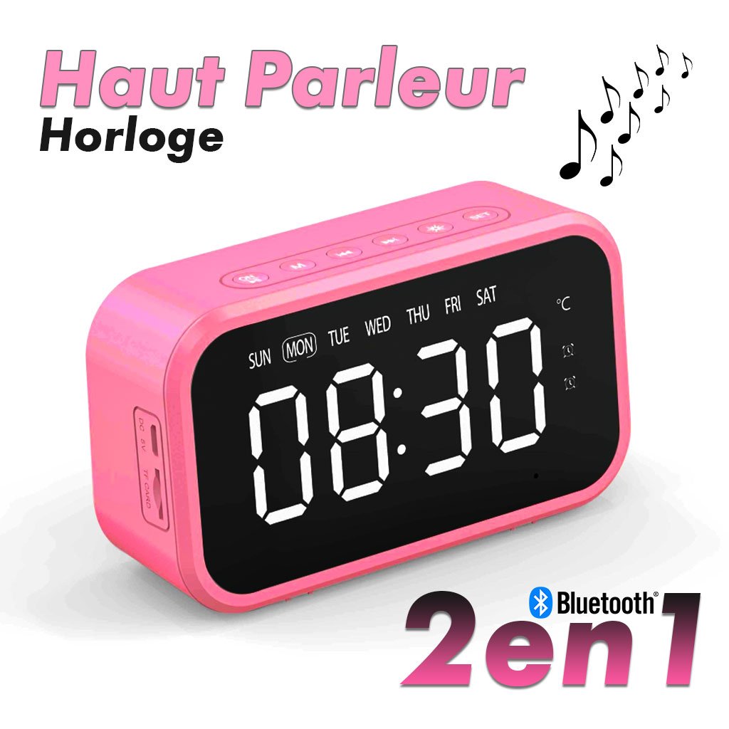 HP-Horloge-2en1-cnc-2.jpg Réveil intelligente sans fil Bluetooth haut-parleur LED FM,AUX ,TF - الصورة 1