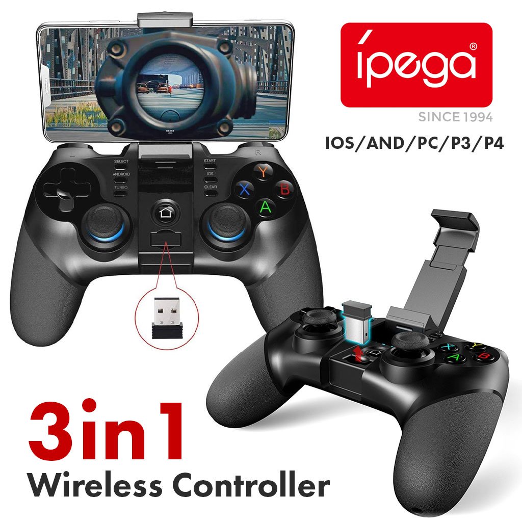 IPEGA-Controller-3in1-cnc-1.jpg Manette de jeu sans fil IPEGA PG-9156 3en1 avec support téléphone – يد تحكم لاسلكية - الصورة 1