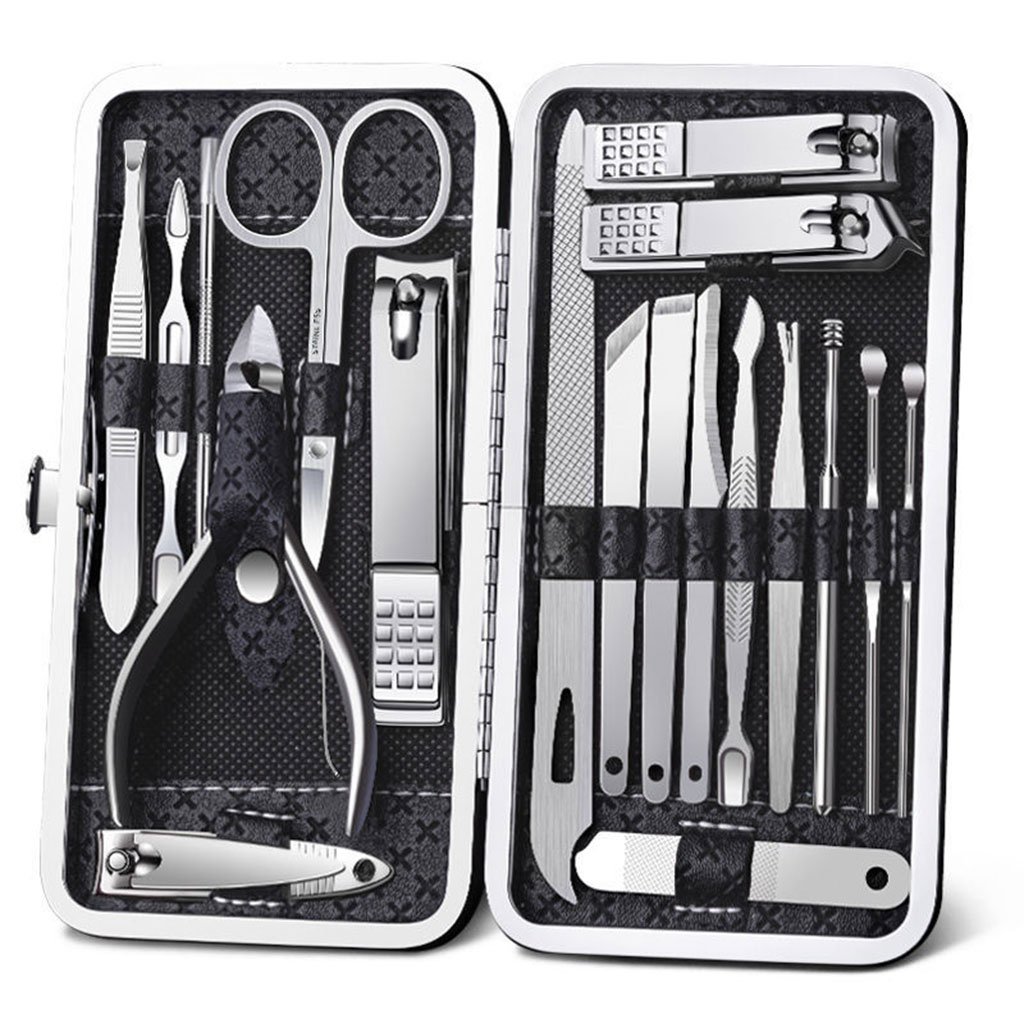 Kit-19pcs-manicure-cnc-2.jpg Ensemble de pédicure coupe-ongles 16 pièces avec ciseaux pince à épiler outils de manucure professionnels - الصورة 1