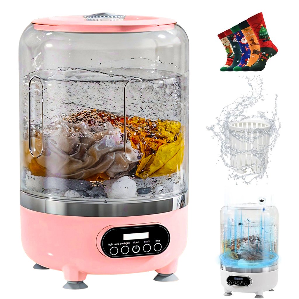 Laundry-machine-cnc-1-1.jpg Machine à laver 3L Portable pour sous-vêtements avec lumière bleue – غسالة ملابس محمولة - الصورة 1