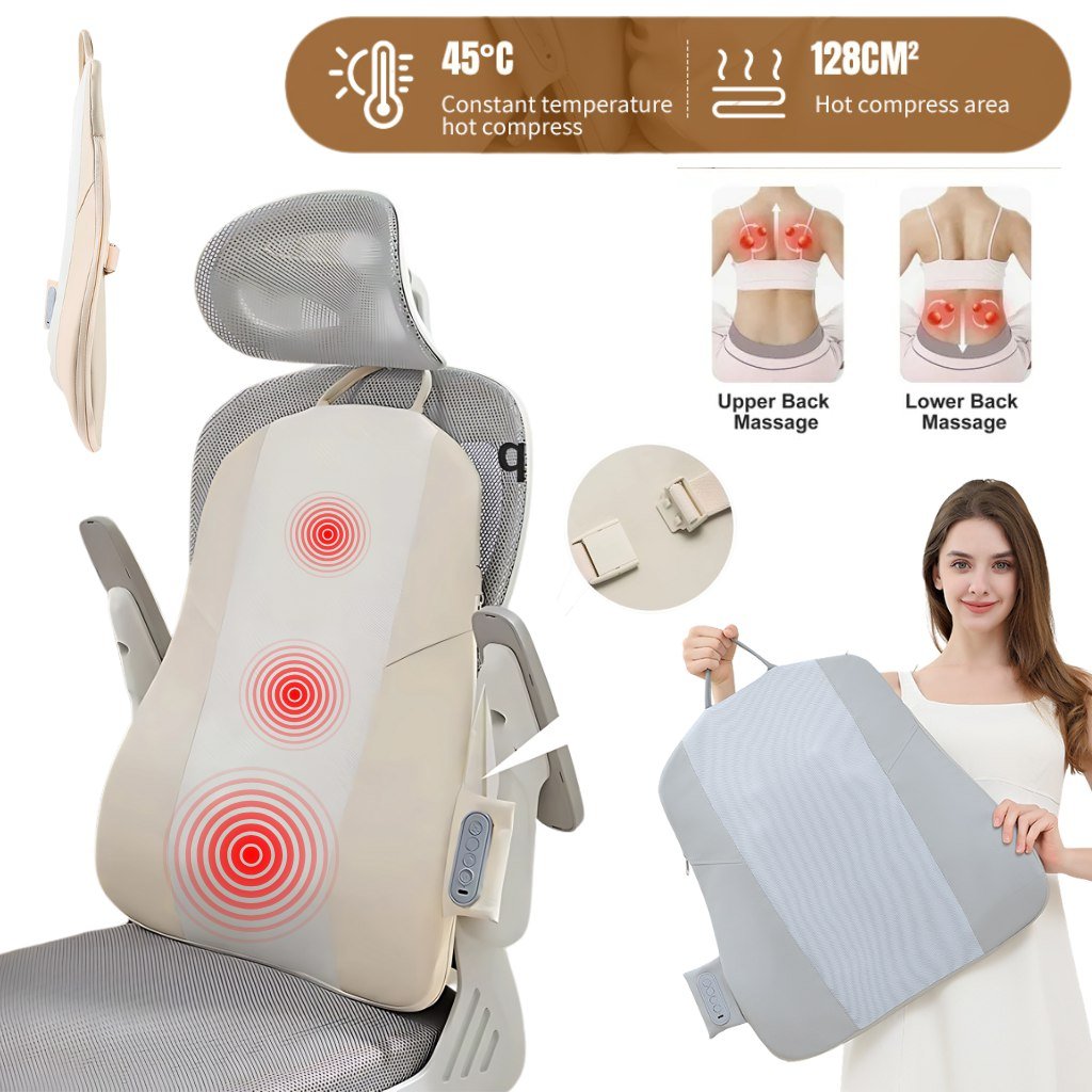 Massage-Cushion-cnc-1.jpg Masseur de dos et de cou sans fil avec avec infrarouge et chaleur – جهاز تدليك إحترافي بخاصية التسخين - الصورة 1