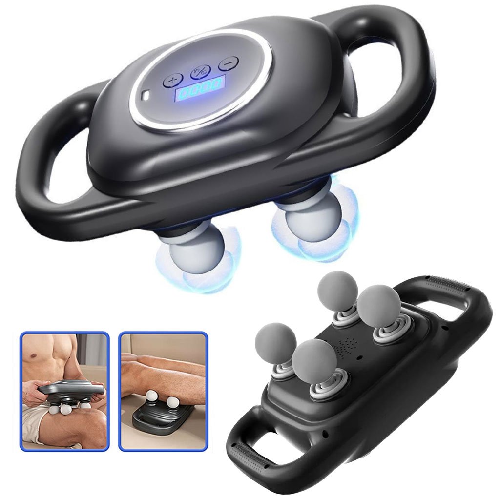 Massage4T-CNC-1.jpg Pistolet de massage à percussion 4 têtes avec avec 9 vitesses et modes – جهاز تدليك العظلات - الصورة 1