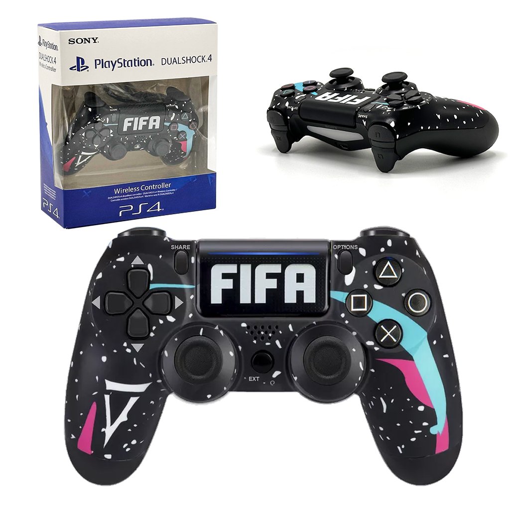 PS4-Fifa-8-2.jpg SONY DualShock Manette PS4 Sans Fil, Batterie Rechargeable (High Copy) – Edition FIFA - الصورة 1