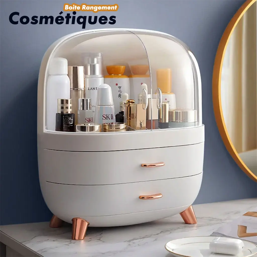 Rangement-maquillage-cnc.webp Boîte de rangement de maquillage, présentoir de rangement de cosmétiques avec tiroir - الصورة 1