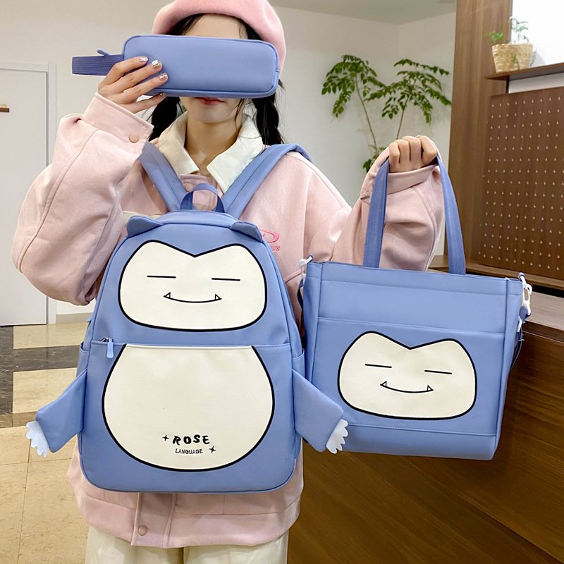 Rose-Language-19-1.jpg Ensemble de Sacs Snorlax 3Pcs Design Kawaii Bleu – حقيبة مدرسية 3 قطع لون أزرق - الصورة 1