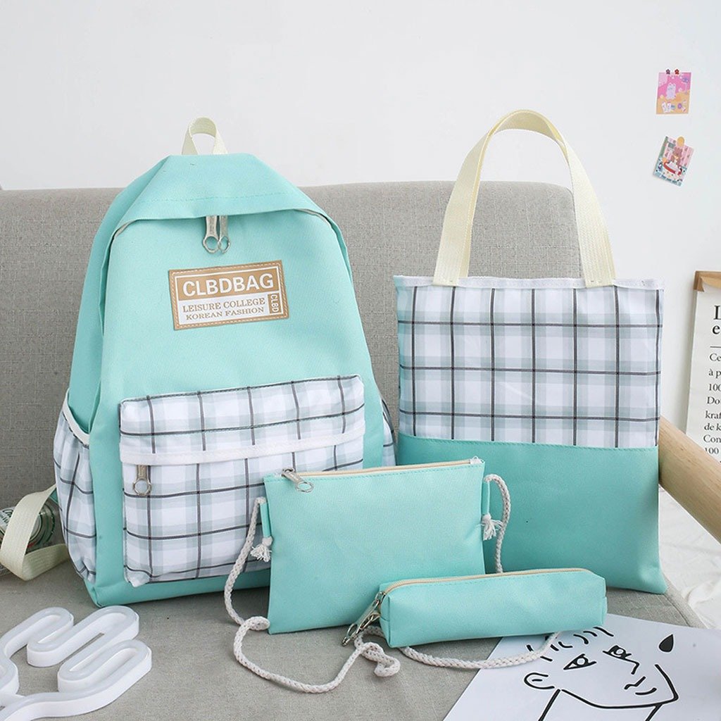 Sac-Chinois-V19-5-1.jpg Ensemble de sacs d’école Kawai pour adolescents 4Pcs CLBD V4 Vert – محفظة 4 قطع كاواي أخضر - الصورة 1