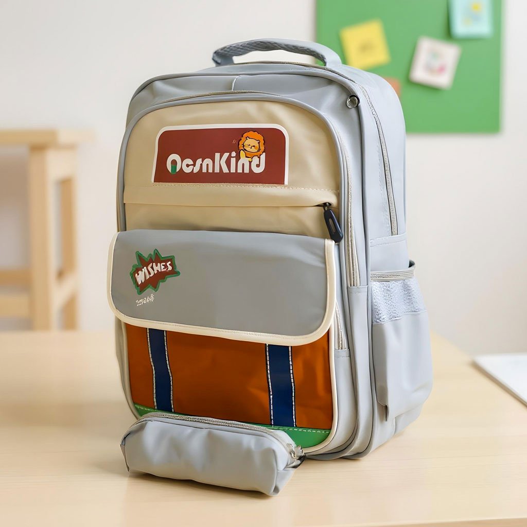 Sac-a-dos-2504-Gris-cnc-1.jpg Sac à Dos pour Enfants avec Trousse Assortie 2504 Gris – حقيبة ظهر مدرسية للأطفال مع مقلمة رمادي - الصورة 1