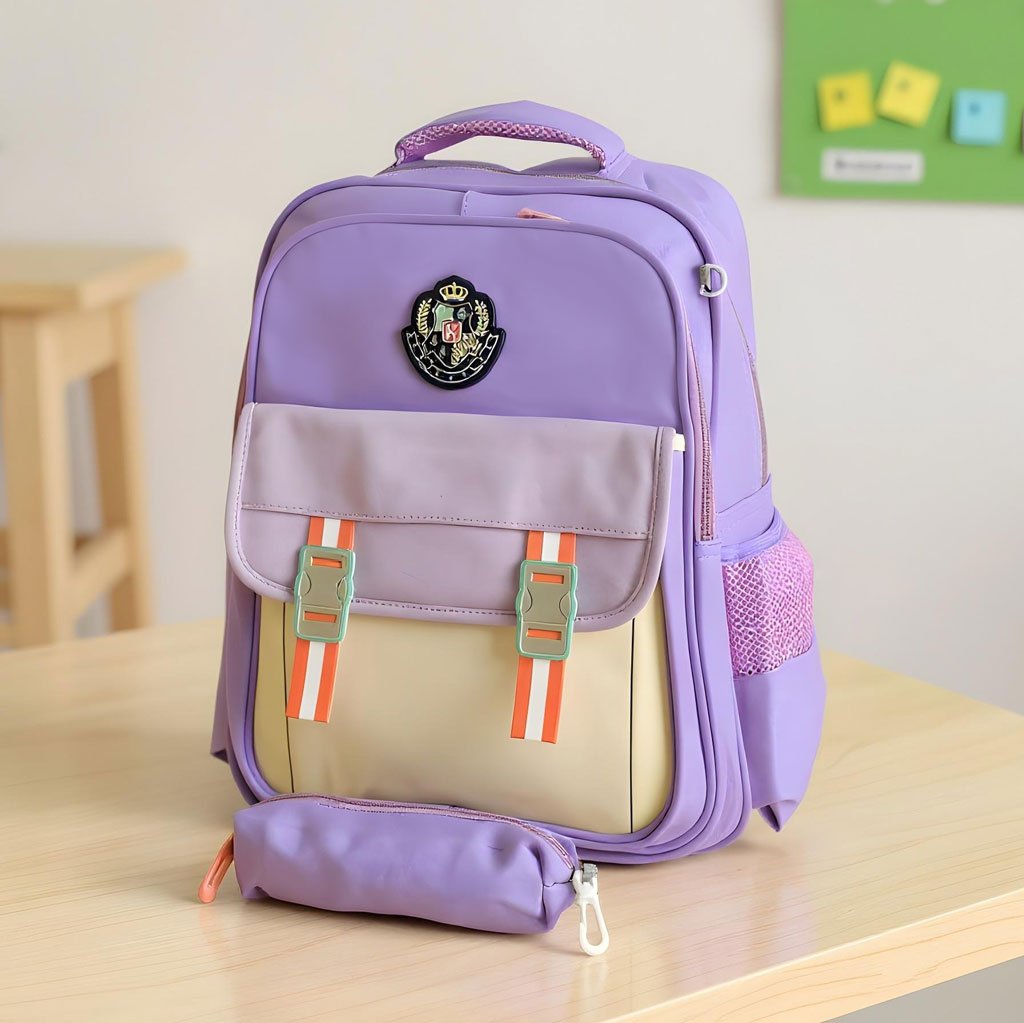 Sac-a-dos-KBAG-mauve-CNC-1.jpg Sac à Dos pour Enfants avec Trousse Assortie KBAG Mauve – حقيبة ظهر مدرسية للأطفال مع مقلمة بنفسجي - الصورة 1