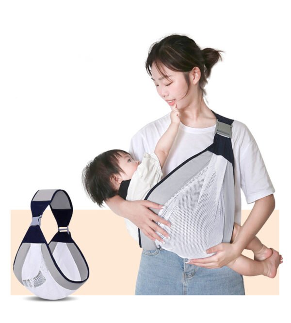 Sfdfc9adb02fa47e5b7183250069817dcf-600x665-1.jpg Écharpe à double usage pour nouveau-né 0-36M en tissu maillé - الصورة 1