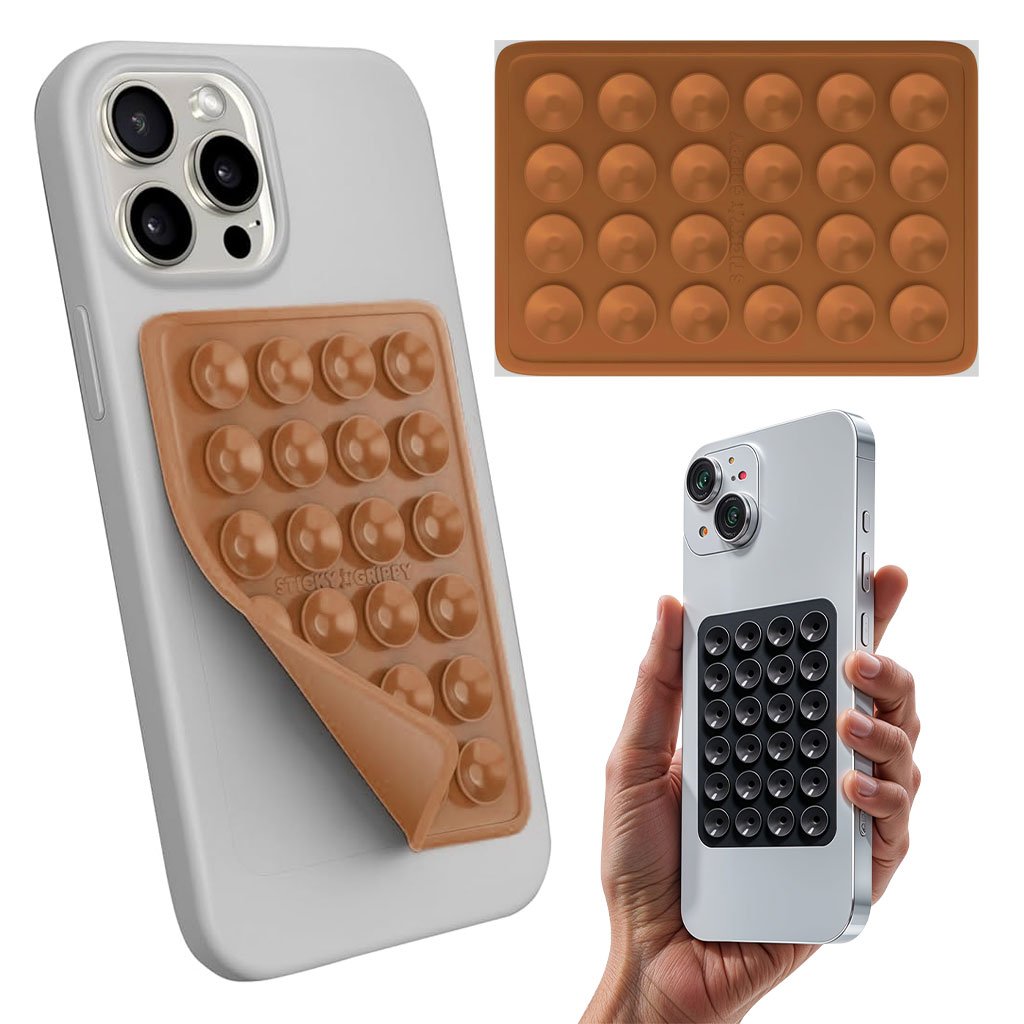 Sticky-Holder-cnc-1.jpg Support de téléphone Mains Libre à Ventouse – حامل هاتف قابل للتثبيت بسهولة - الصورة 1