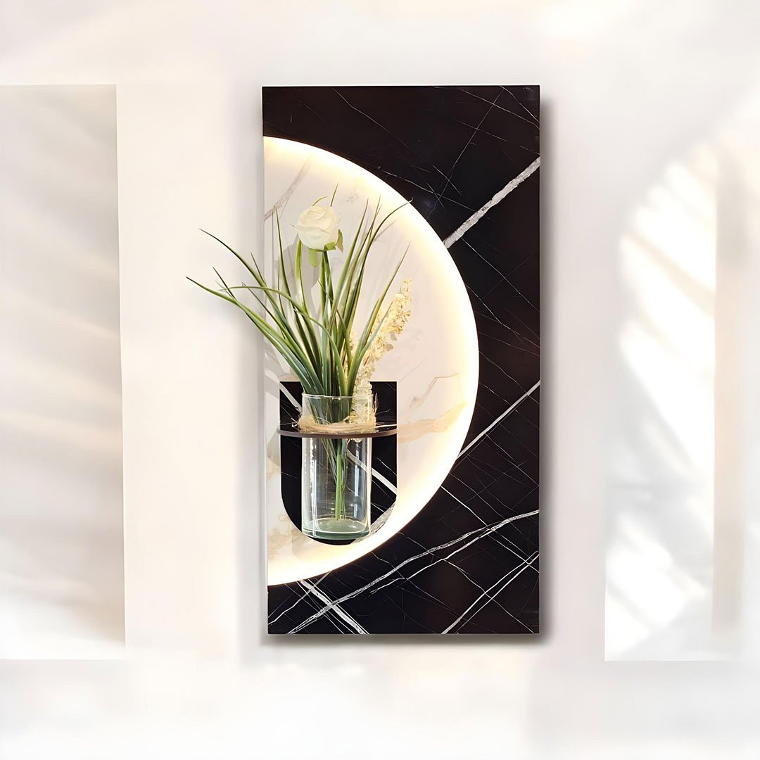 Tableau-HMD-3-2.jpg Panneau Mural Décoratif avec Éclairage LED Design Moderne en Bois V4 - الصورة 1