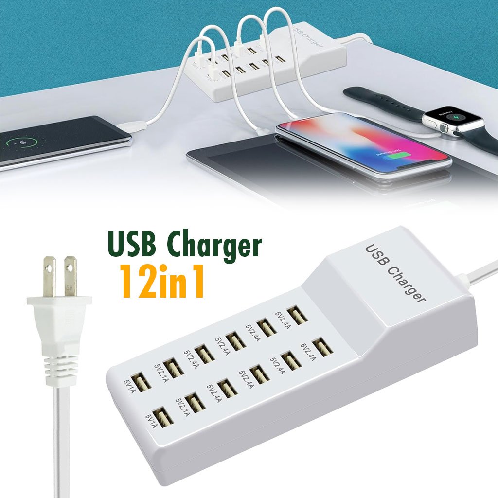 USB-12in1-cnc-1-1.jpg Station de charge USB avec multiprise 12 ports charge rapide – مقبس طاقة متعدد المنافذ - الصورة 1