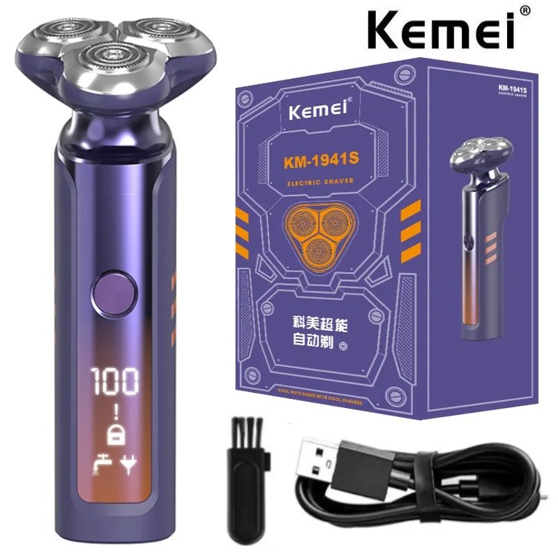 ZERCXW54SDF54D.jpg Kemei rasoir électrique complet du corps pour hommes , étanche, affichage numérique LCD, système flottant 3D, KM-1941s - الصورة 1