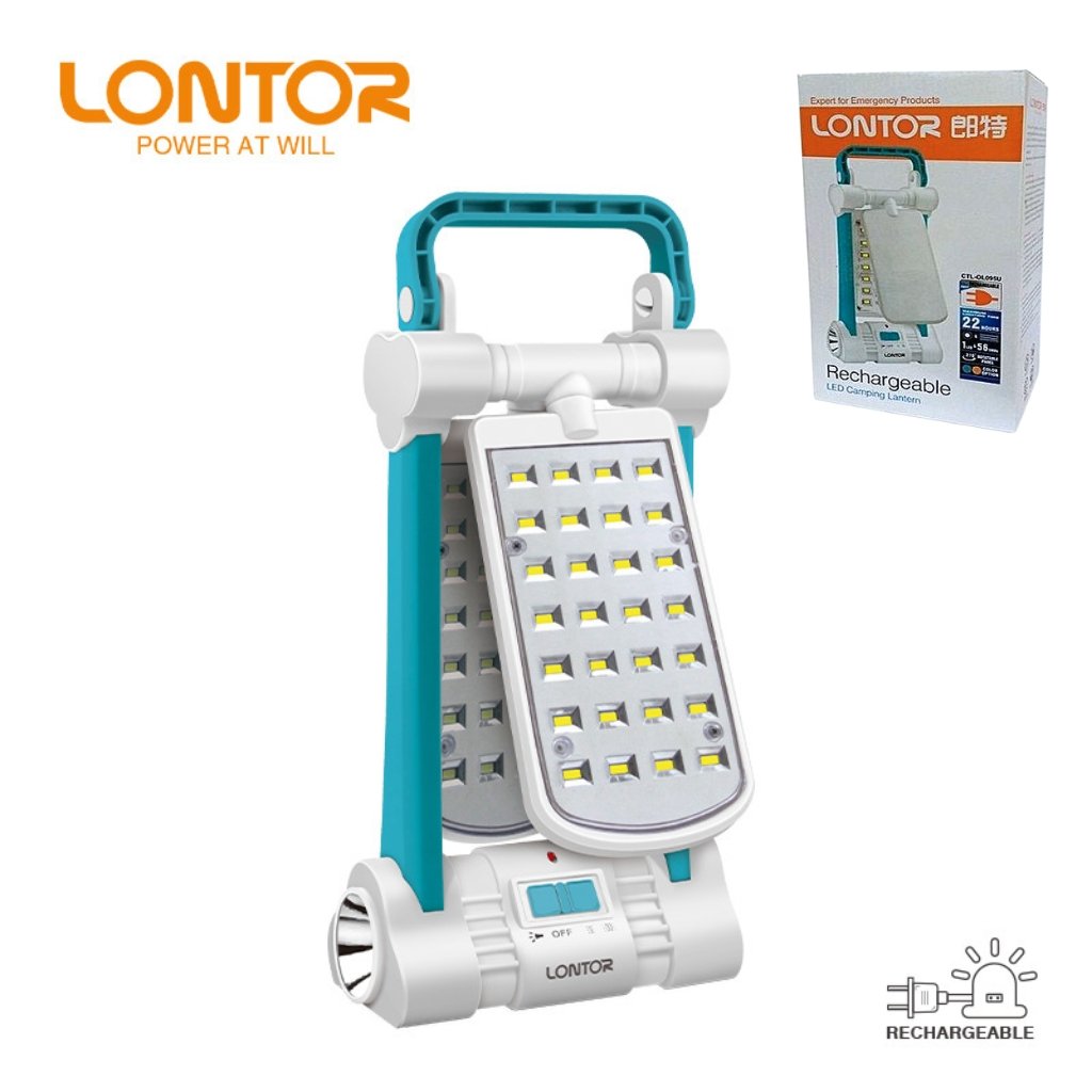 xr:d:DAFz9De9ed8:272,j:5824691975519535248,t:23120913 Lanterne de camping LED rechargeable LONTOR avec port DC CTL-OL095U - الصورة 1