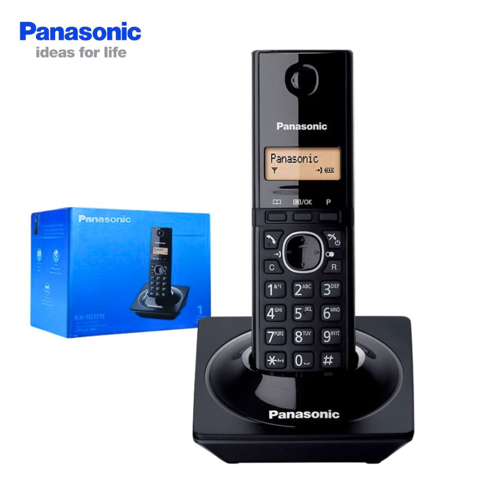 xr:d:DAFz9De9ed8:1397,j:160293547099332774,t:24011709 Panasonic Téléphone Numérique Sans Fil KX-TG1711 - هاتف أرضي لاسلكي بخاصية تسجيل الأرقام مع شاشة رقمية - الصورة 1