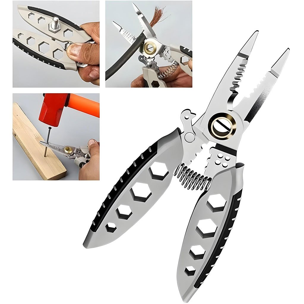 pince-multi.jpg Pince à Dénuder Multifonction de 17,8 cm 9-en-1 Outil à Dénudage Pour Électriciens Professionnel - الصورة 1