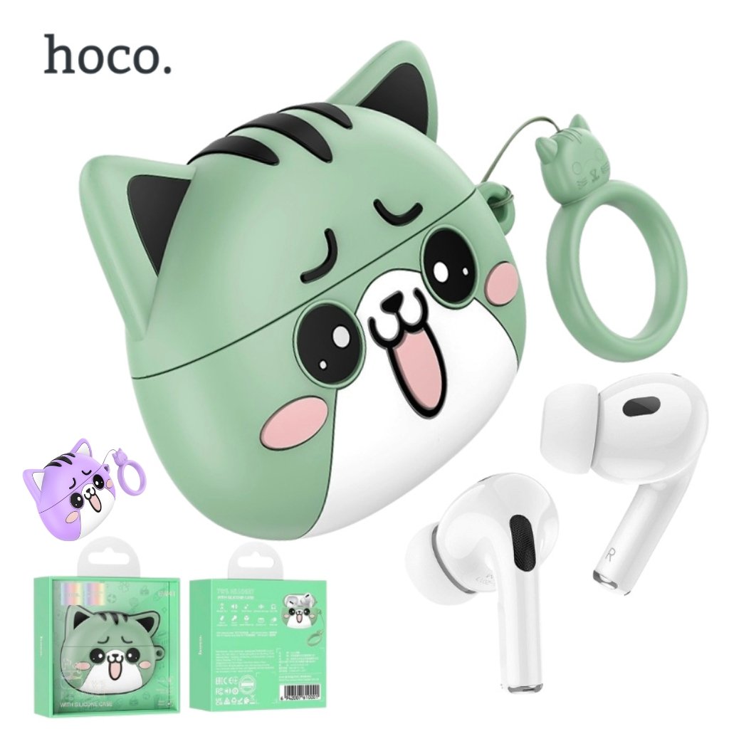 xr:d:DAFz9De9ed8:2907,j:1766956337149609519,t:24022113 Hoco Écouteurs Sans Fil stéreo Bluetooth 5.3 + Case Forme De Chat TWS EW 48 - الصورة 1