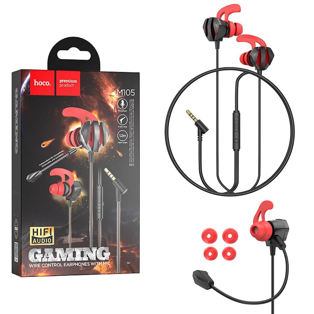 1776160719917_pw57x6nv_m105-cnc Écouteurs de jeu filaire intra-auriculaire avec microphone E-Sport Hoco M105 - سماعات ألعاب إحترافية مع ميكروفون - الصورة 1