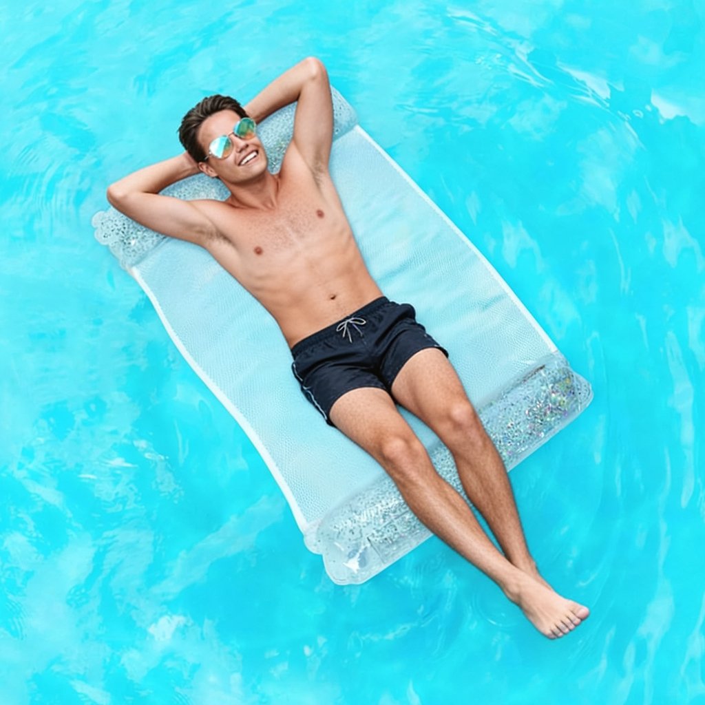 1782641420246_c7kohrhe_1 Hamac de Piscine Flottant Multifonction 4en1 Design Glitter, Confort Aquatique - أرجوحة المسبح العائمة والمريحة 4 في 1 بنسيج شبكي متين - الصورة 1