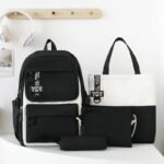 Sac à Dos Multifonctionnel Kawaii Grand Volume Imperméable et Résistant 4Pcs Noir SACKDS12N - حقيبة ظهر بعدة قطع بتصميم كاوايي