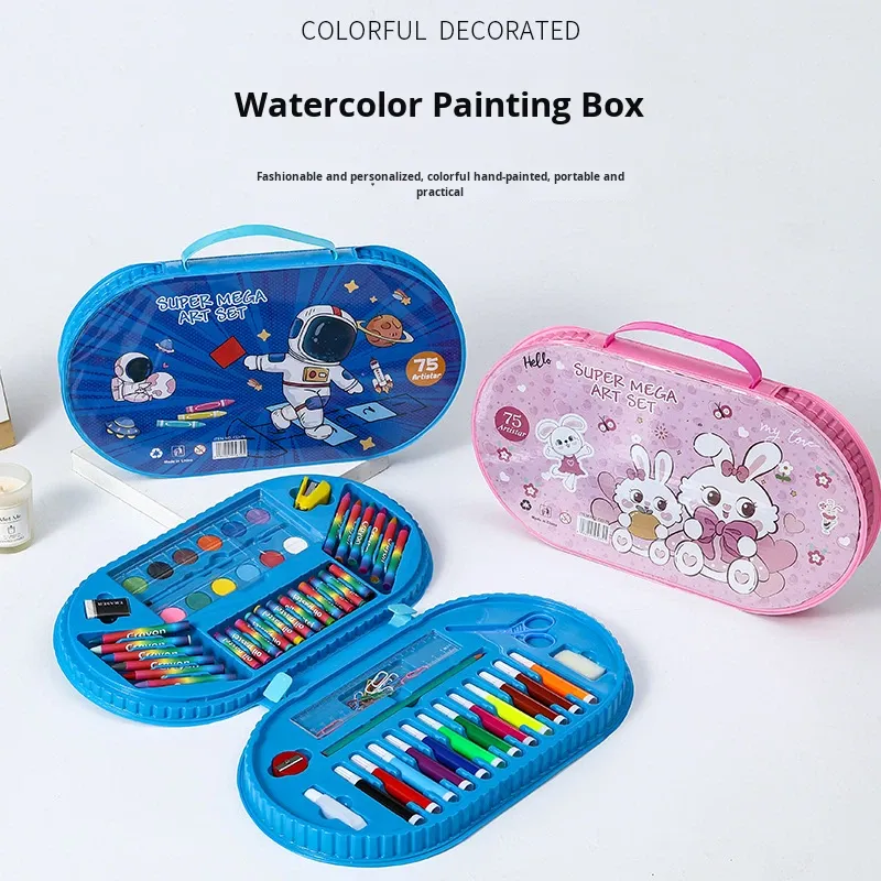 1786969714100_q9eu8tko_h4daa21c34a5d49df951c72ee0c184f1bm Kit d'Art Super Mega 75 Pièces pour Enfants avec Mallette de Rangement - علبة أدوات الرسم والتلوين الفاخرة للأطفال 75 قطعة مع حقيبة - الصورة 1