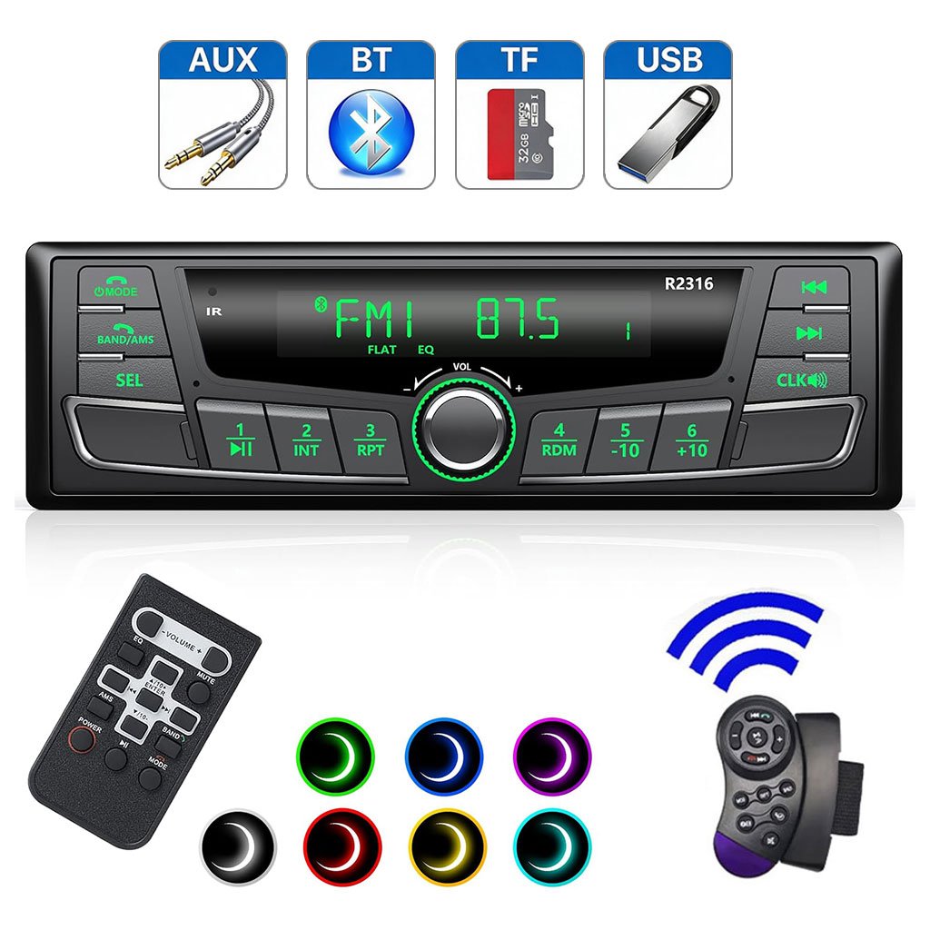 1787223230080_kl2x8g4i_1 Autoradio Bluetooth 1-DIN avec Égaliseur DSP et Éclairage 7 Couleurs SP0707 - راديو سيارة بلوتوث مع ميزان صوت وإضاءة 7 ألوان - الصورة 1