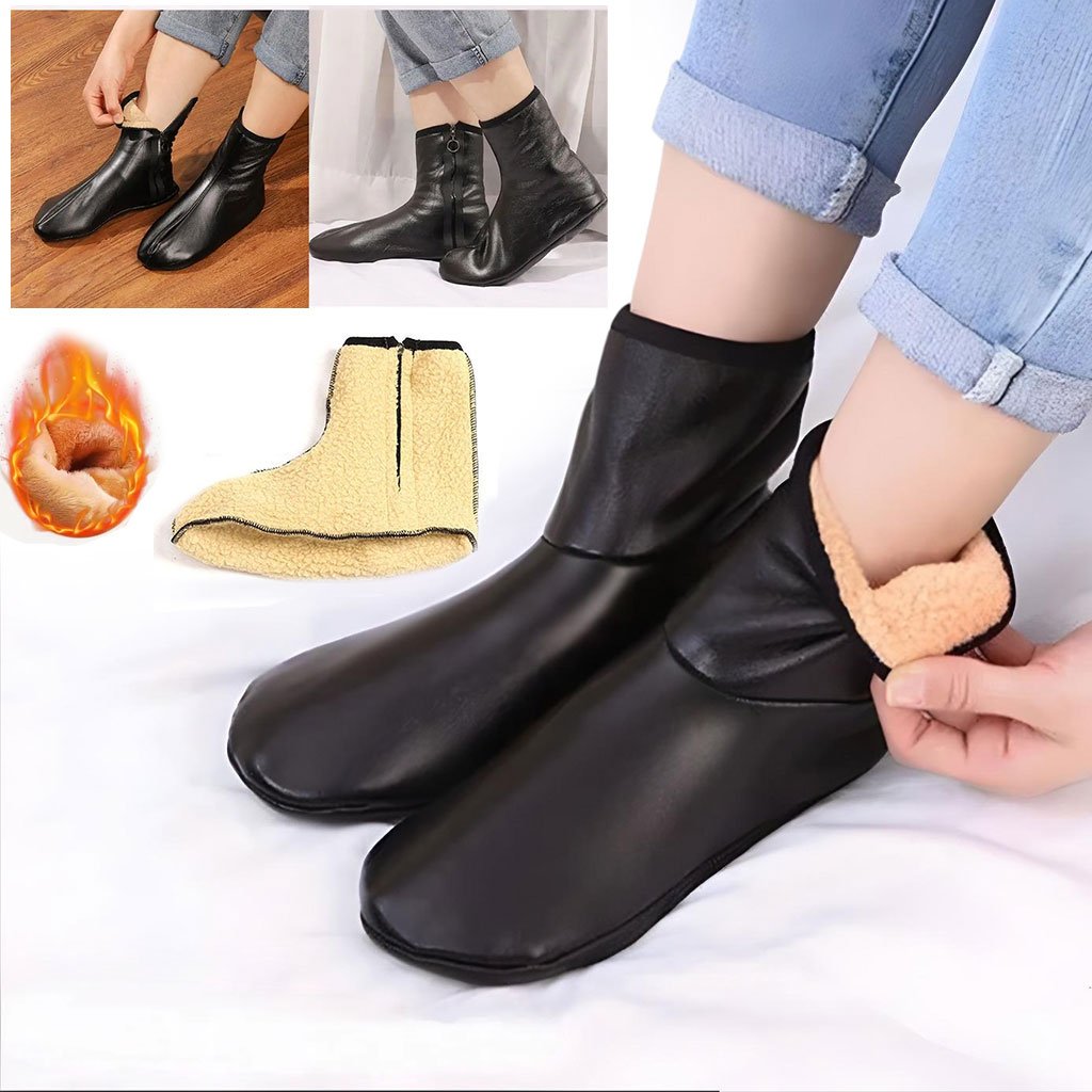 Chaussettes-cuire-cnc Paire de Chaussettes Chaudes d’hiver unisexes en cuir zippées - الصورة 1